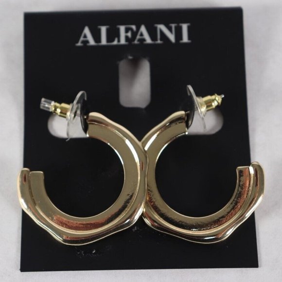 Alfani Jewelry Womens Alfani Gold Tone C Hoop Earrings New